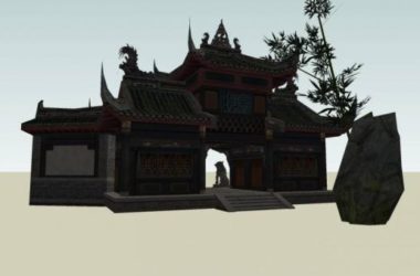 Sketchup古建筑模型|入口，中式风格，古建，景观-BIM建筑网
