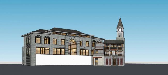 Sketchup商业模型|小商业楼，民国风格，多层商场