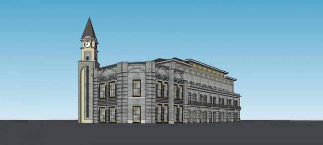 Sketchup商业模型|小商业楼，民国风格，多层商场