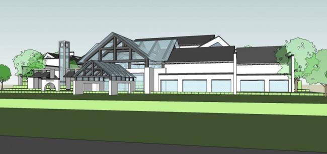 Sketchup商业模型|黄山休闲山庄，商业建筑，多层会所，中式风格