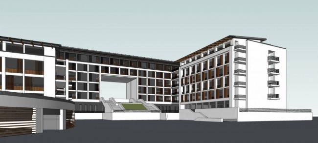 Sketchup住宅模型|多层学校宿舍，新中式风格