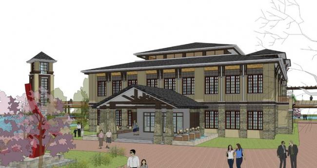 Sketchup酒店模型|多层度假酒店，东南亚风格，临湖