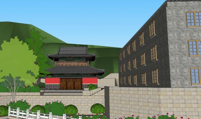 Sketchup古建筑模型|中国山林道观寺庙，古建筑，中式风格，景观