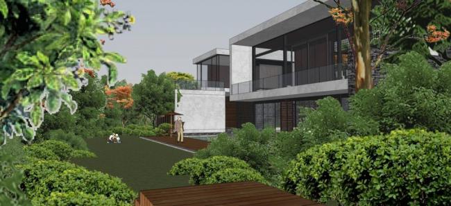 Sketchup景观模型|别墅带景观，现代风格