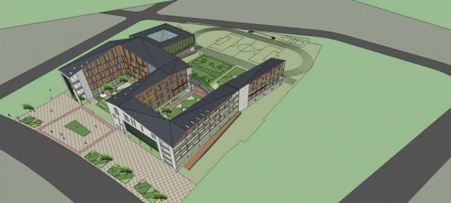 Sketchup学校模型|多层学校，教育建筑，教学楼，新中式风格