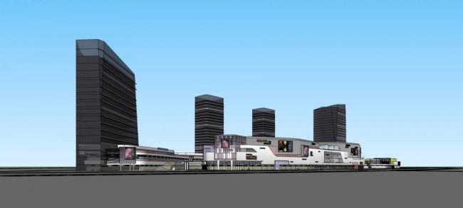 Sketchup综合体模型|高层商业综合体，酒店办公，酒店，商场，商业裙房，现代风格