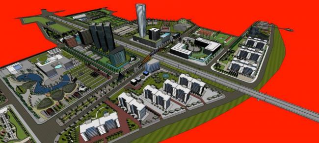 Sketchup综合体模型|高层城市综合体，商业裙房，办公酒店，住宅，现代风格