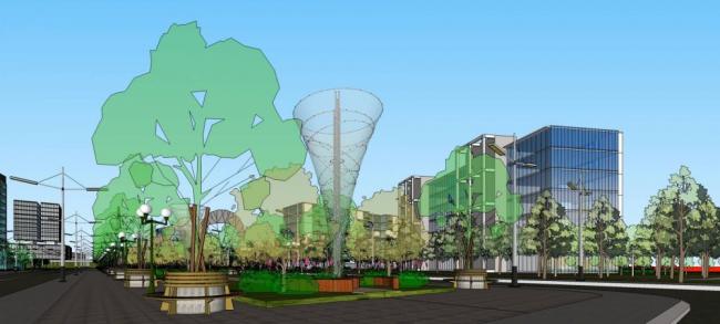 Sketchup综合体模型|高层城市综合体，商业裙房，办公酒店，住宅，现代风格