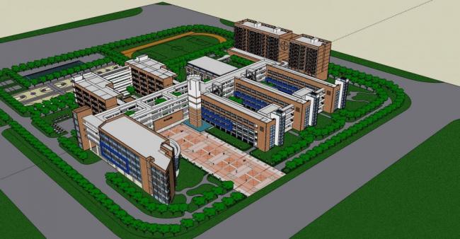 Sketchup学校模型|多层学校，教学楼，教育建筑，现代风格