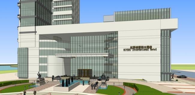 Sketchup酒店模型|牧野湖国际大酒店，超高层，办公，现代风格