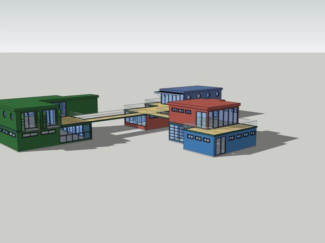 Sketchup商业模型|集装箱，现代风格，商业，娱乐休闲设施