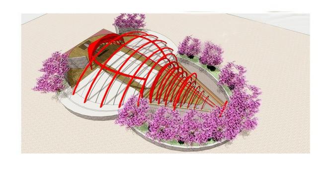 Sketchup景观模型|城市剧场，现代风格，景观