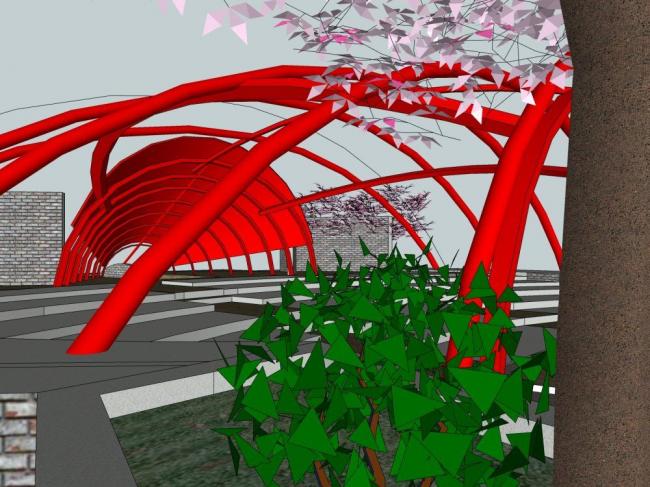 Sketchup景观模型|城市剧场，现代风格，景观