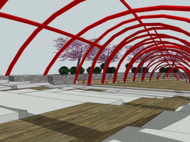 Sketchup景观模型|城市剧场，现代风格，景观