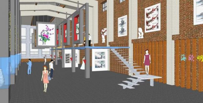 Sketchup文化模型|厂房改造文化馆，多层博物馆，文化建筑，现代风格