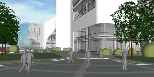 Sketchup办公模型|高层写字楼，办公，商业裙房，现代风格