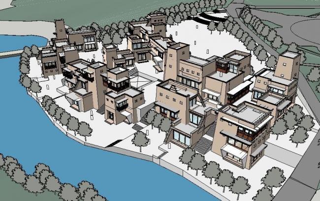 Sketchup住宅模型|多层住宅，羌族风格，居住建筑