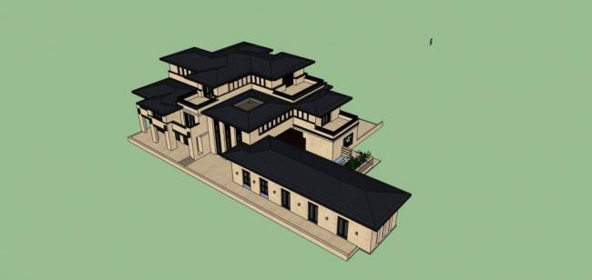Sketchup商业模型|多层会所，草原风格，商业建筑，奈特风格
