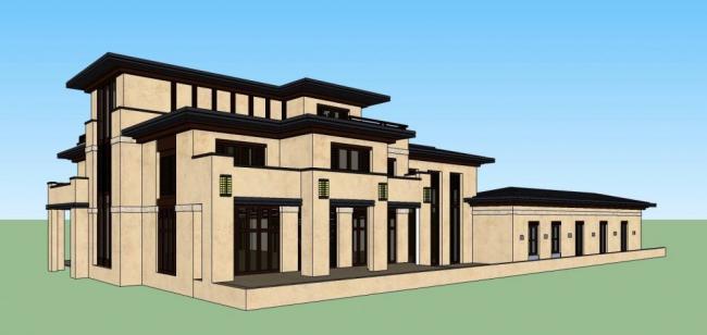 Sketchup商业模型|多层会所，草原风格，商业建筑，奈特风格