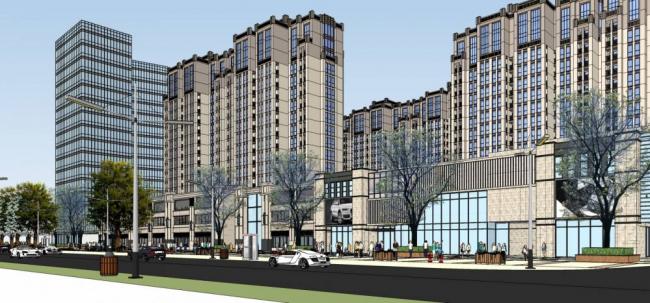 Sketchup综合体模型|商业综合体，新古典风格，酒店办公，多层商业裙房，高层住宅楼