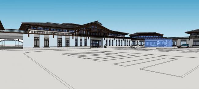 Sketchup酒店模型|多层会所，休闲，度假大堂，中式风格，简约汉代