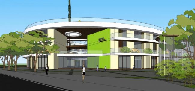 Sketchup学校模型|多层幼儿园，教育建筑，现代风格，椭圆形