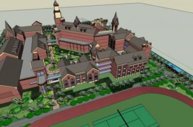 Sketchup学校模型|多层学校，教学楼，教育建筑，英式，古典风格，坡屋顶-BIM建筑网