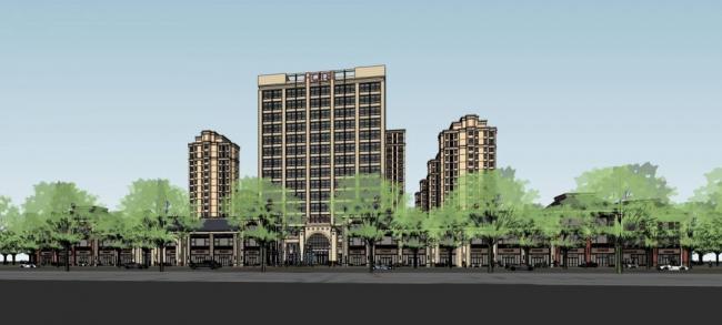 Sketchup综合体模型|高层综合体，住宅小区，酒店办公，商业裙房，新古典风格