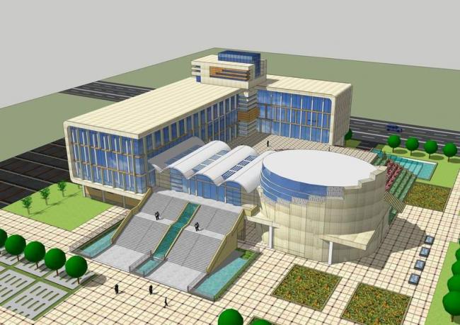 Sketchup文化模型|多层大学图书馆，文化建筑，现代风格