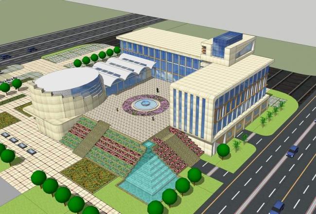 Sketchup文化模型|多层大学图书馆，文化建筑，现代风格