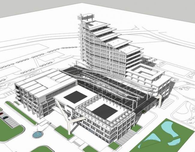 Sketchup医院模型|多层高层混合，医院，医疗建筑，现代风格
