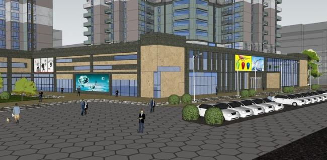 Sketchup住宅模型|高层商住楼，住宅，底层商业，居住建筑，现代风格