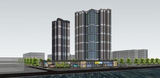 Sketchup住宅模型|高层商住楼，住宅，底层商业，居住建筑，现代风格