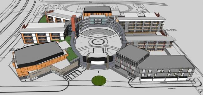 Sketchup学校模型|多层现学校教学楼，教育建筑，现代风格