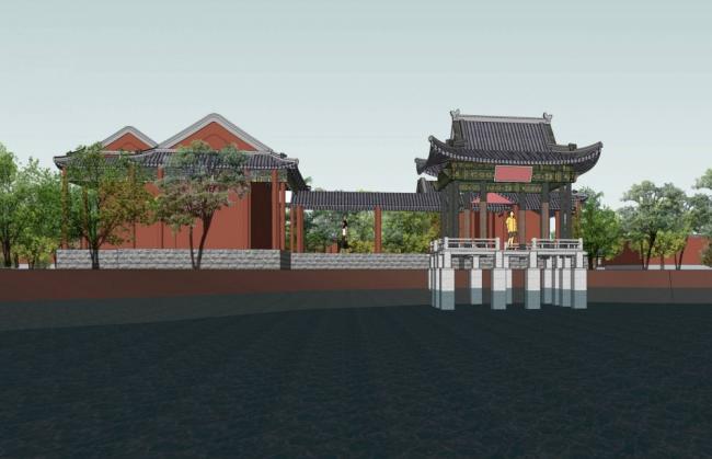 Sketchup景观模型|中式园林，景观，桥，塔，入口，亭子，古建