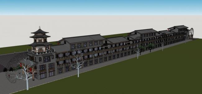 Sketchup商业模型|多层商业街，商场，中式风格