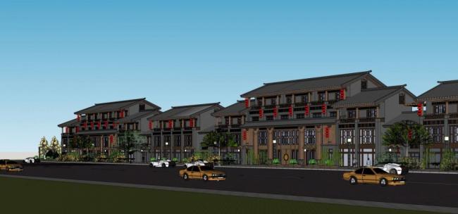 Sketchup商业模型|多层商业街，商场，中式风格