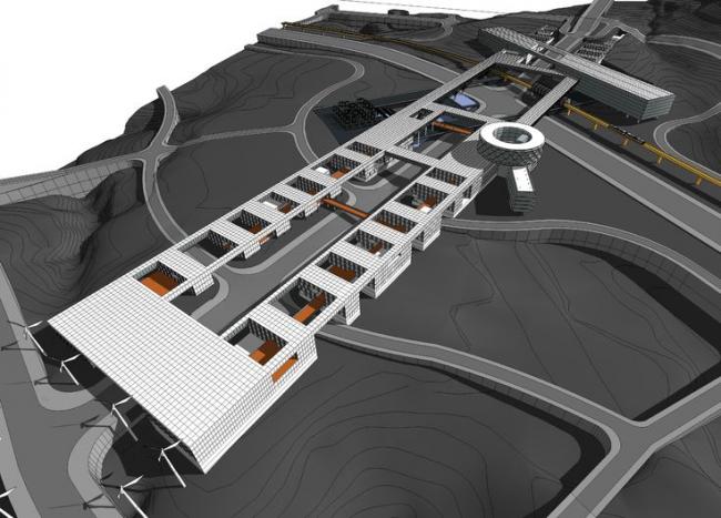 Sketchup车站路桥|山地铁路客运枢纽中心规划，多层客运站，交通建筑，现代风格