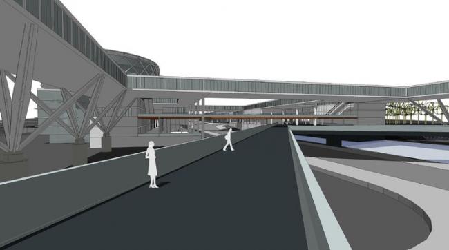 Sketchup车站路桥|山地铁路客运枢纽中心规划，多层客运站，交通建筑，现代风格