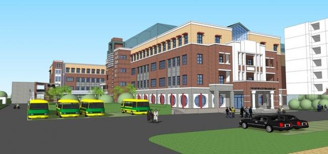 Sketchup学校模型|多层学校，教学楼，校园，教育建筑，现代风格