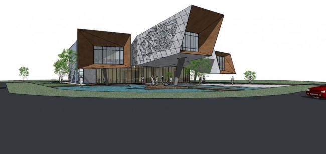 Sketchup文化模型|多层展览馆，现代风格，文化建筑