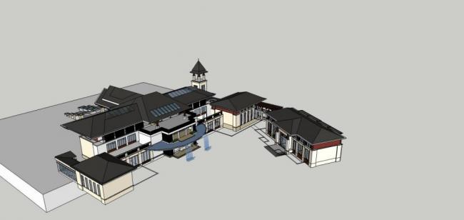 Sketchup商业模型|多层商业会所，东南亚风格