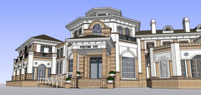 Sketchup商业模型|多层商业会所，欧式，古典风格