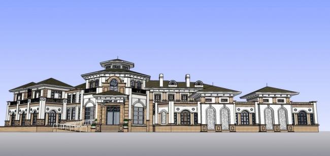 Sketchup商业模型|多层商业会所，欧式，古典风格