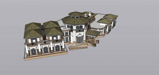 Sketchup商业模型|多层商业会所，欧式，古典风格