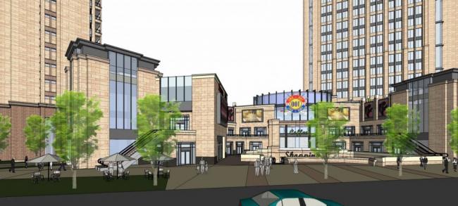 Sketchup综合体模型|高层商业综合体，住宅公寓，酒店办公，多层商业裙房，新古典风格