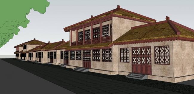 Sketchup商业模型|多层商业街，中式风格