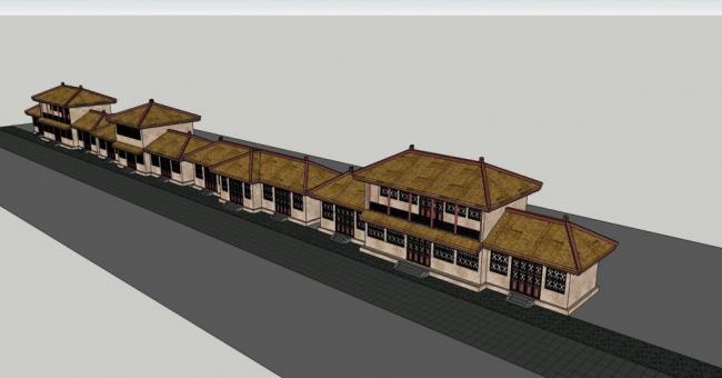 Sketchup商业模型|多层商业街，中式风格