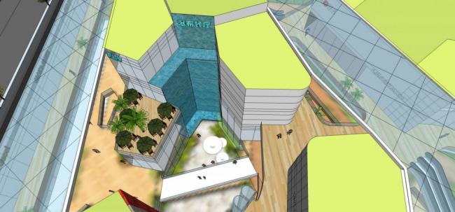 Sketchup综合体模型|高层商业综合体，现代风格，酒店办公，多层商业裙房