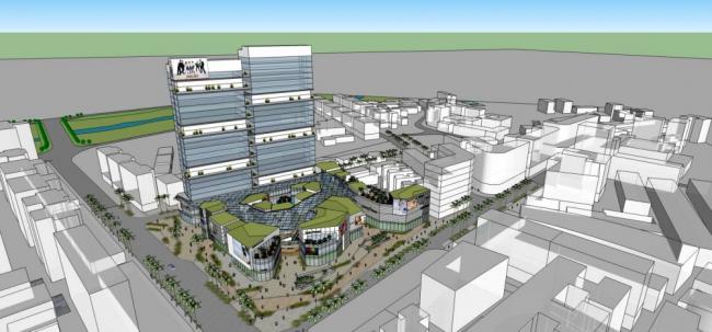 Sketchup综合体模型|高层商业综合体，现代风格，酒店办公，多层商业裙房